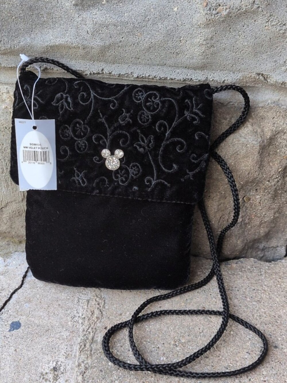 Vintage Disney Store Velvet Rhinestone Mickey Mouse Purse NWT